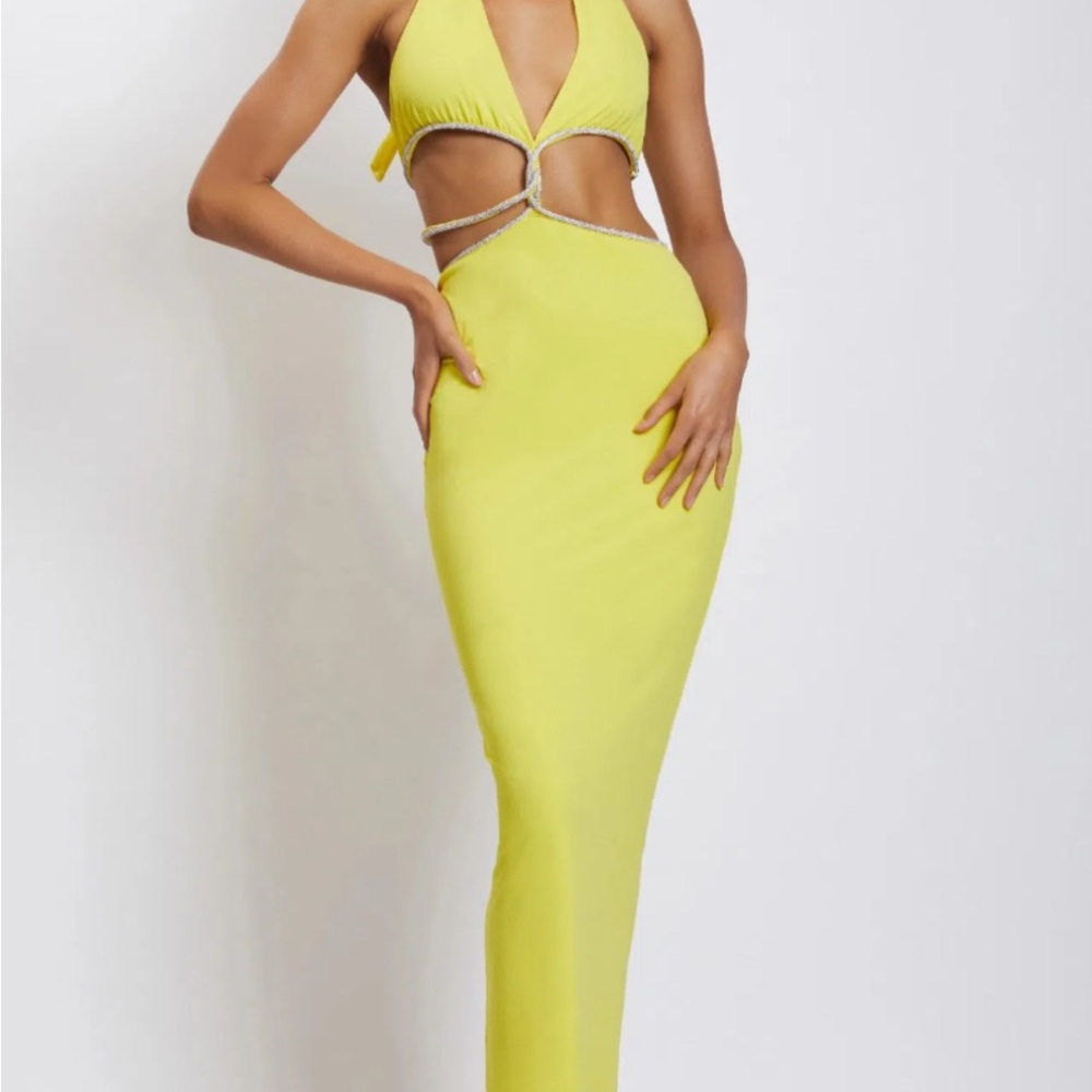 Meshki Vibrant Yellow Backless Dress
